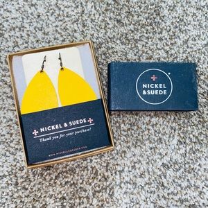 Yellow Nickel and Suede leather earrings